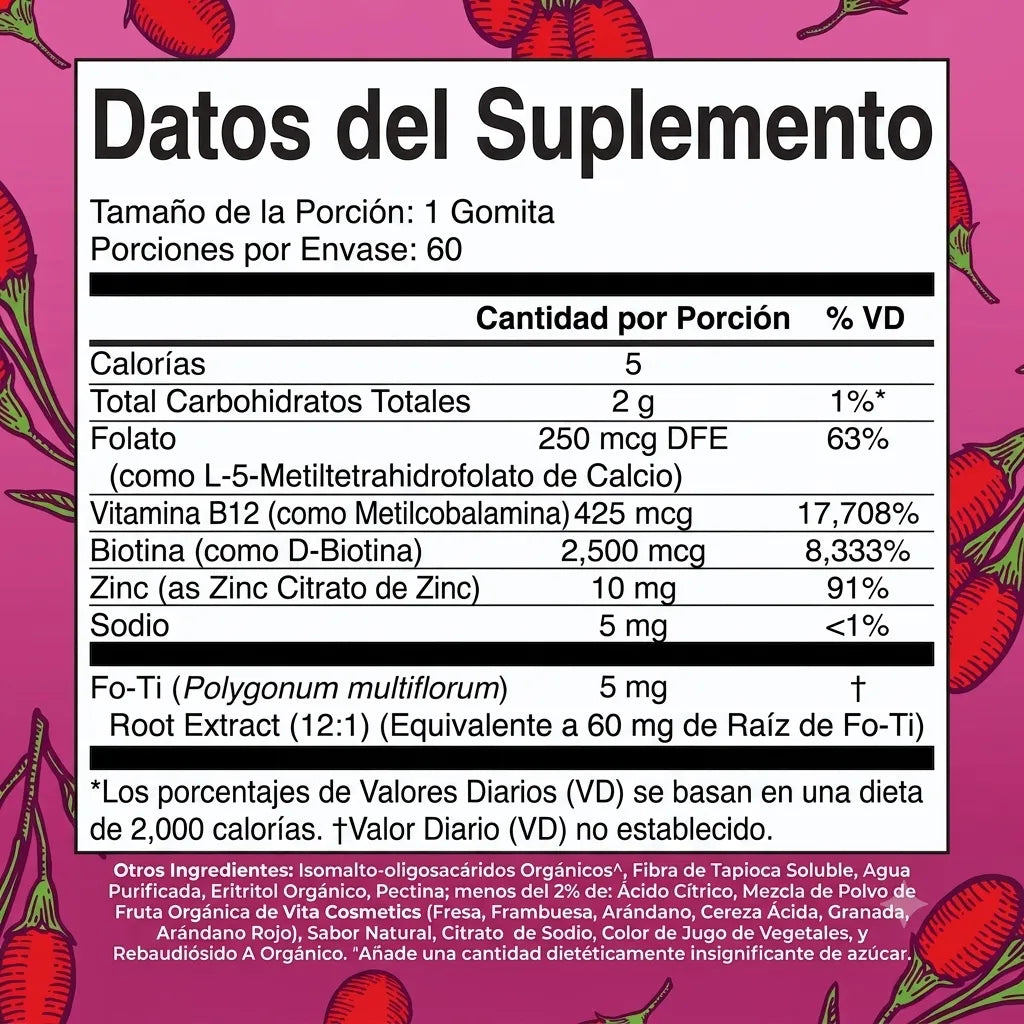 Vita Suplementos Biotin Gummies — Fuerza para Cabello, Piel y Uñas