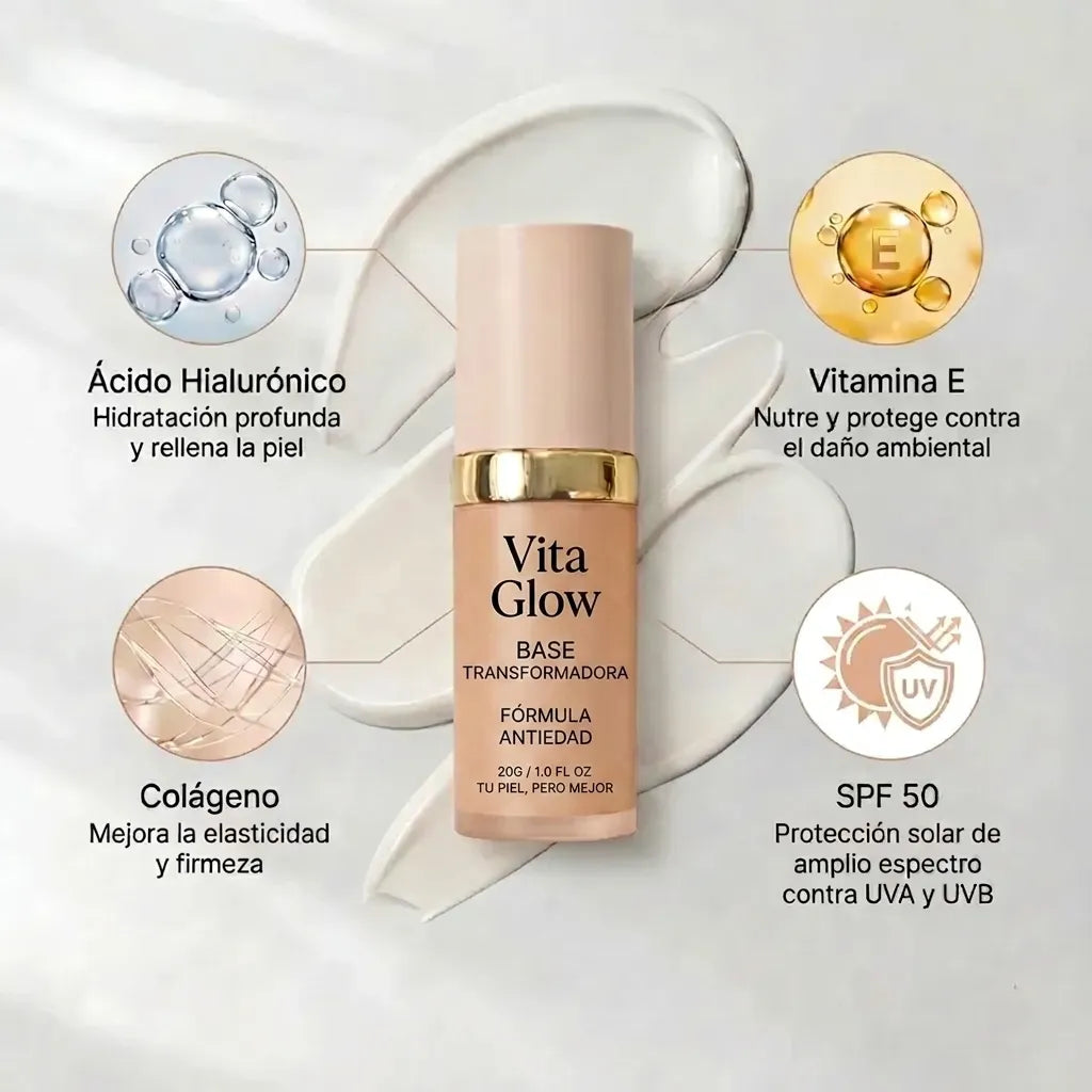 Base de Maquillaje Antiedad con SPF 50 – Se Adapta a tu Tono de Piel
